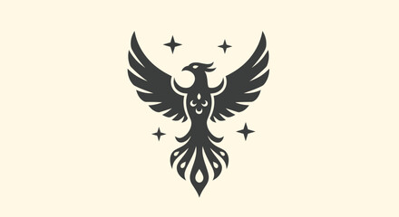 Obraz premium Stylized phoenix emblem on cream background