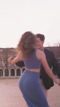 Professional dancers performing bachata dance routine in spain