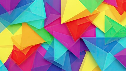 A vibrant and colorful abstract background with geometric shapes and triangles