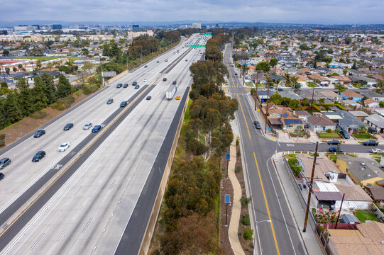 Interstate 405 and La Cienega Boulevard Aerial View LA