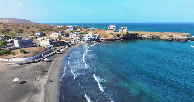 Aerial view of Praia Baixo beach in Santiago island in Cape Verde - Cabo Verde