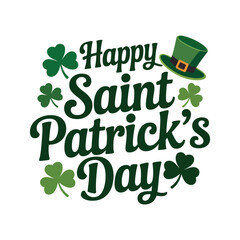 Fototapeta premium A festive graphic design celebrating Saint Patrick's Day with a green hat and shamrocks
