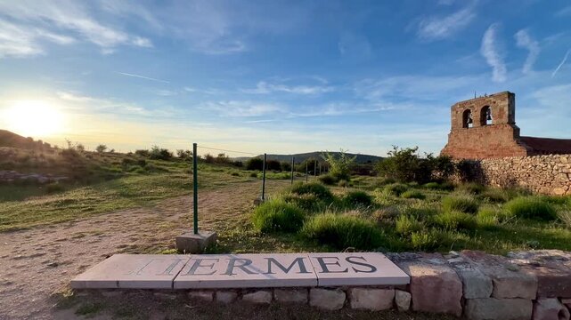Ermita de tiermes in soria, spain during golden hour