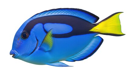 Blue Tang Fish Isolated on White.
