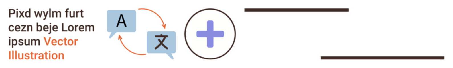 Obraz premium Language accessibility, multilingual tools, healthcare, translation apps, cross-cultural communication, technical support. Two icons of translation and healthcare intersect. Language accessibility