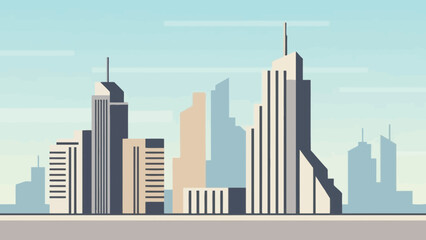 Obraz premium city skyline illustration, urban landscape, modern architecture, pixel art
