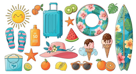Summer Vacation Beach Holiday Objects Collection.