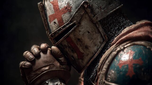 crusader templar knight praying