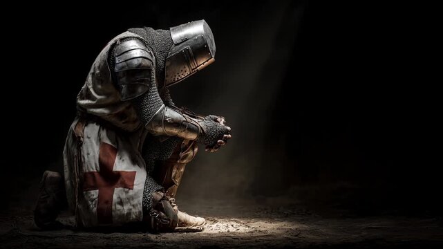 crusader templar knight praying