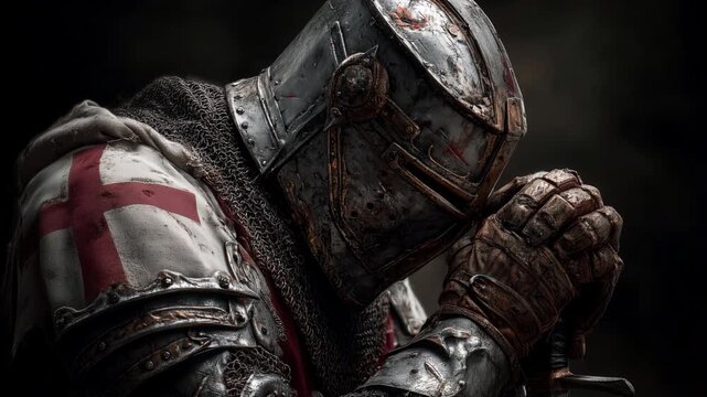 crusader templar knight praying