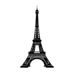 Fototapeta premium Black silhouette of the eiffel tower