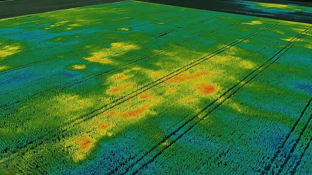 Drone-based NDVI survey maps crop health variations, highlighting potential yield differences for precision agriculture