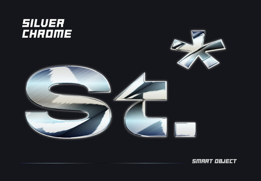 Glow Silver Chrome Text Effect