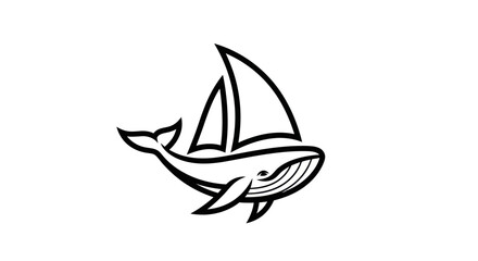 Whale silhouette sailing illustration