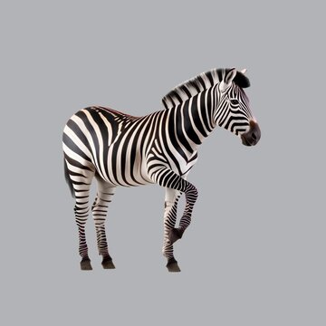 Elegant zebra animation isolated asset, transparent 4K video, alpha channel, ProRes 4444