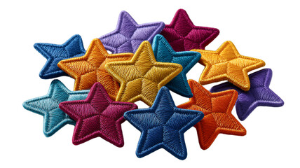 Obraz premium Colorful embroidered star patches in various shades and textures
