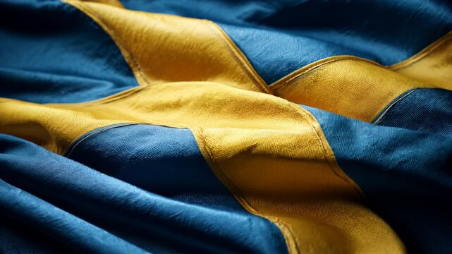 swedish flag waving in the wind. flag of sweden