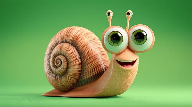Happy Snail Character Big Eyes Cartoon Animal Animation