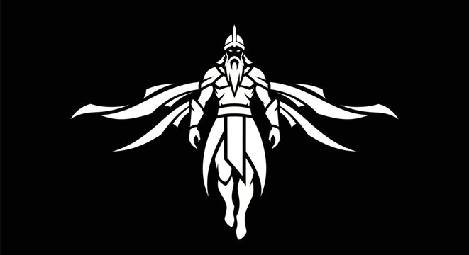 Abstract warrior illustration on black