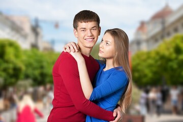 Fototapeta premium A diverse couple have romantic atmosphere.