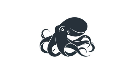 Stylized octopus silhouette on white background © Zero