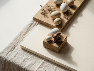 Modern Easter Flat Lay - Geometric Composition with Clean Diagonal Lines
