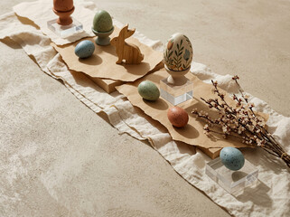 Modern Easter Flat Lay - Geometric Composition with Clean Diagonal Lines
