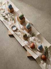 Modern Easter Flat Lay - Geometric Composition with Clean Diagonal Lines