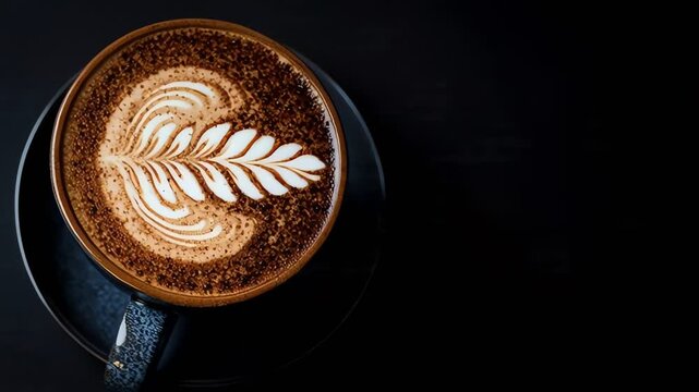 Dark Coffee Latte Art Background Black Concept
