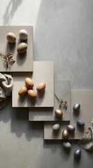Modern Easter Flat Lay - Geometric Composition with Clean Diagonal Lines