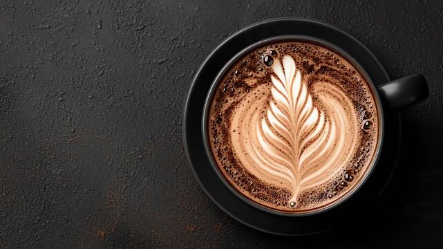 Aesthetic Coffee Latte Art on Dark Background