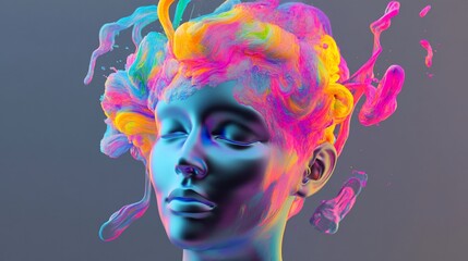 Abstract Mind, A Vibrant Depiction of Thought and Imagination Unfolding