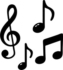 Black Music Notes Icon Isolated on White Background Vector Illustration