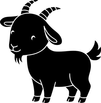 Cute cartoon goat vector illustration of a friendly farm animal character isolated on white for kids children design.
