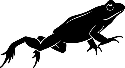 Obraz premium Black frog silhouette vector illustration isolated on white background jumping toad amphibian icon for nature conservation wildlife logo design and educational projects