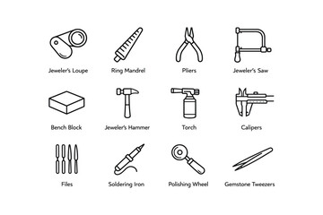 Obraz premium Essential jeweler's tools collection with mandrel, pliers, and hammer for craftsmanship