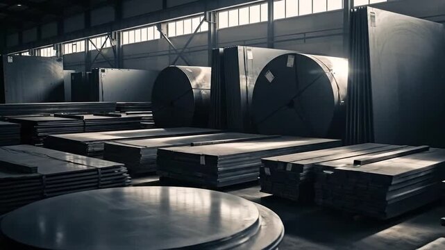 Industrial Warehouse Filled with Record Vinyls and Turntables Under Natural Light
