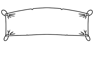 A simple, hand-drawn banner with decorative flourishes at the corners.