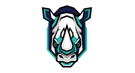 Stylized rhino head emblem on white © Zilong