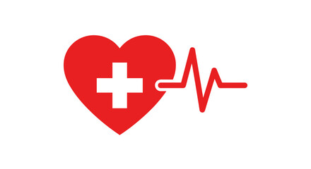 Obraz premium Red Heart with Cross and Pulse.
