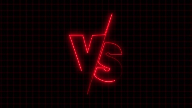 Abstract Glowing Neon VS Logo Animation. Futuristic Battle Intro for Esports Showdowns, Gaming Videos & YouTube Intros. 4k animation.