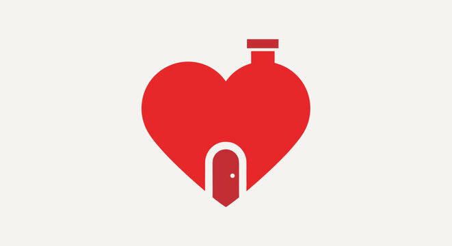 Red Heart with Door and Chimney.