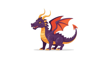 Fototapeta premium Majestic Purple Dragon with Orange Wings and Horns.