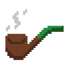 Irish Smoking Pipe Pixel Art 8-Bit Illustration