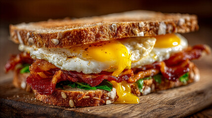 Egg And Bacon Breakfast Whole Wheat Sandwich, photo, stock photos, breakfast, stock life, best selling, food recipes
