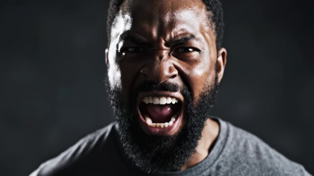 Closeup of a man yelling aggressively