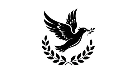 Obraz premium Dove in flight with olive branch