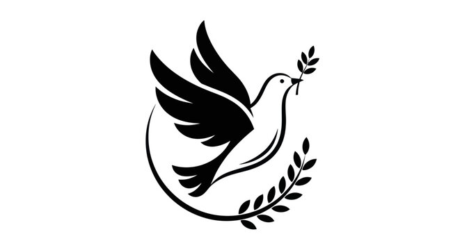 Dove symbol with olive branch illustration