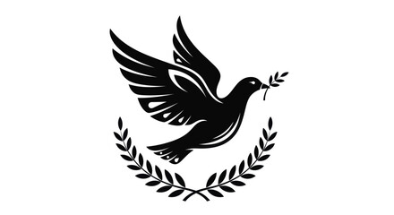 Fototapeta premium Dove with olive branch symbol