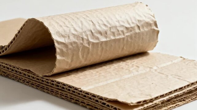 Medium shot of biodegradable HVAC packaging being carefully folded emphasizing compostable materials and waste reduction in product protection.